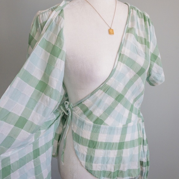 Checkered Wrap Blouse - Picture 6 of 7